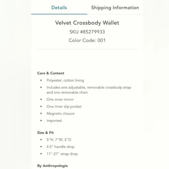 Anthropologie Velvet Crossbody Bag in Gold NWOT - Picture 10 of 11